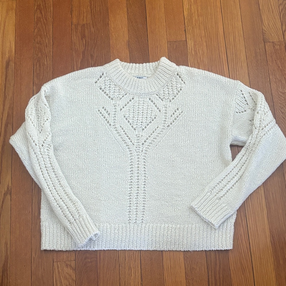 Old Navy White Crew Neck Sweater
